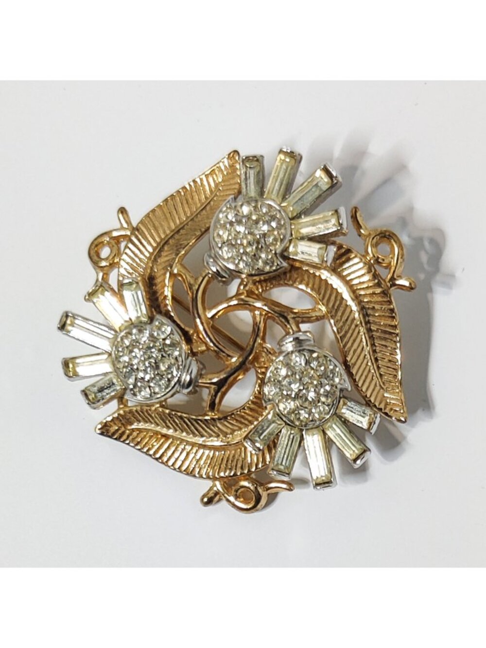 1954 Crown Trifari Alfred Philippe Radiance Thistle Rhinestone Brooch